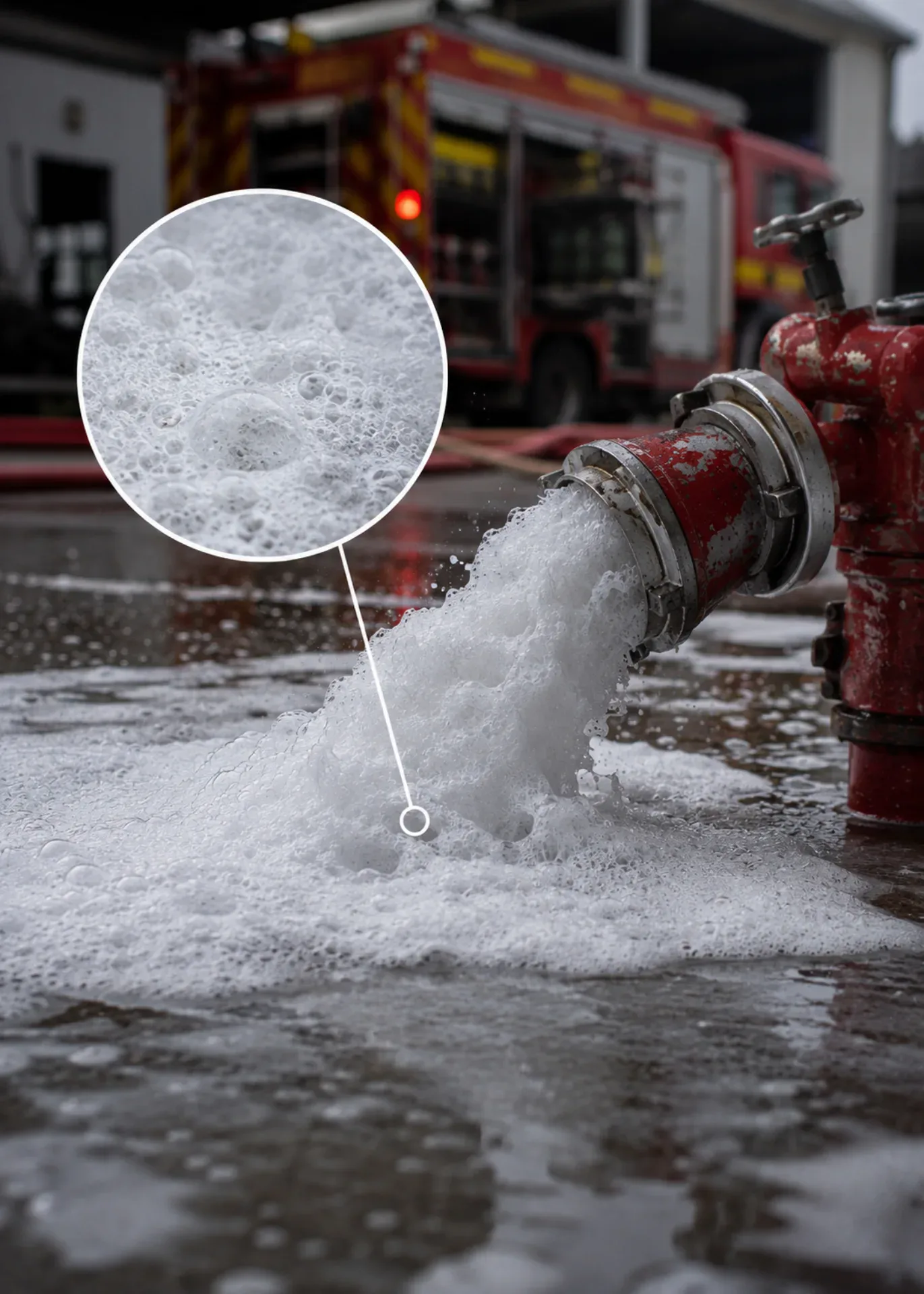 Brandhydrant med vandudløb i aktion efter udslip.